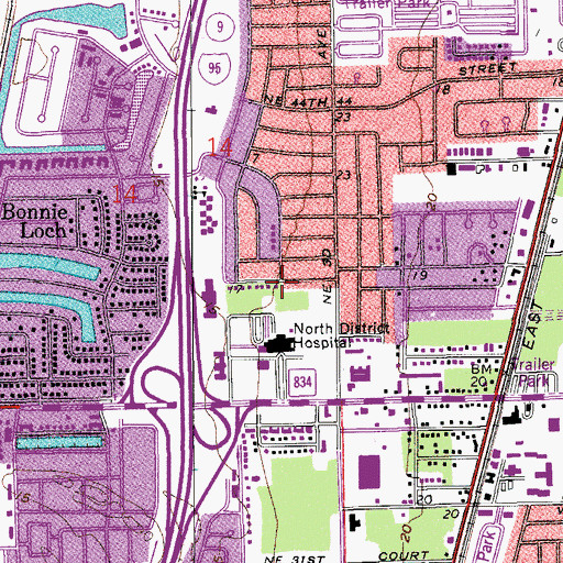 Topographic Map of North Broward Medical Center Heliport, FL