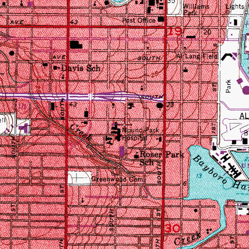 Topographic Map of Bayfront Medical Center Incorporated Heliport, FL