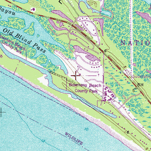 Topographic Map of Bowmans Beach Helistop, FL