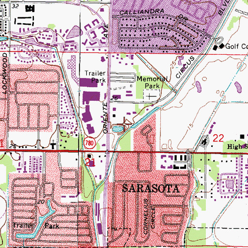 Topographic Map of Sarasota Department of Fire-Rescue East Side Heliport, FL