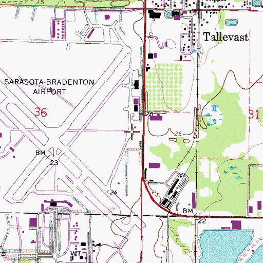 Topographic Map of Sarasota/Bradenton International Airport, FL