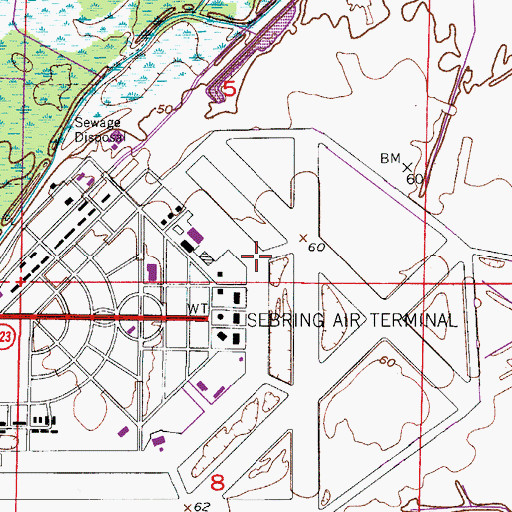 Topographic Map of Sebring Regional Airport, FL
