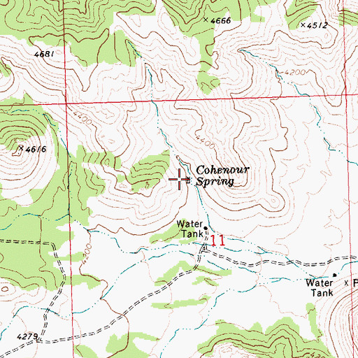 Topographic Map of Cohenour Spring, AZ