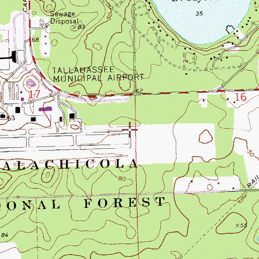 Topographic Map of Tallahassee International Airport, FL