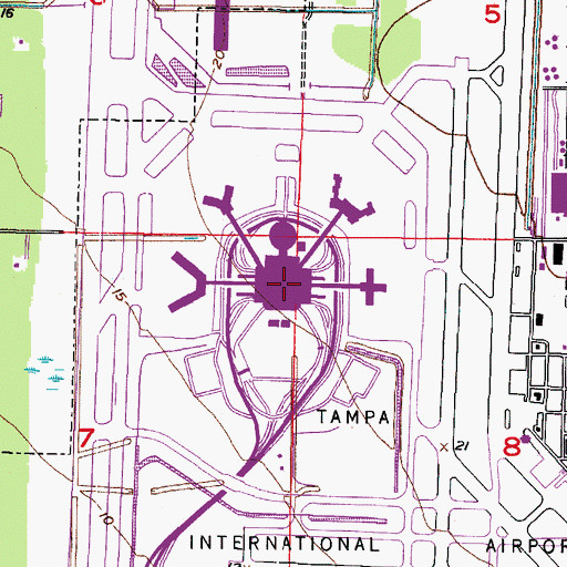 Topographic Map of Tampa International Airport, FL