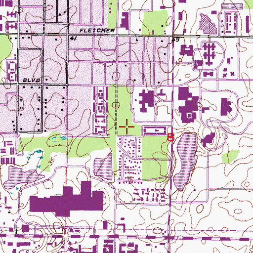 Topographic Map of James A Haley Veterans Hospital Heliport, FL