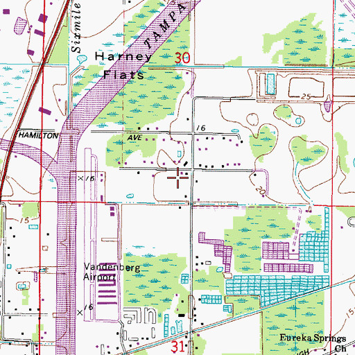 Topographic Map of Tampa Executive Airport, FL