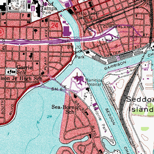Topographic Map of Tampa General Hospital Heliport, FL