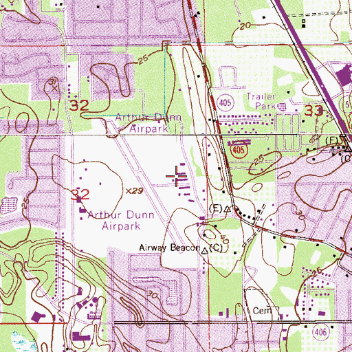 Topographic Map of Arthur Dunn Air Park, FL