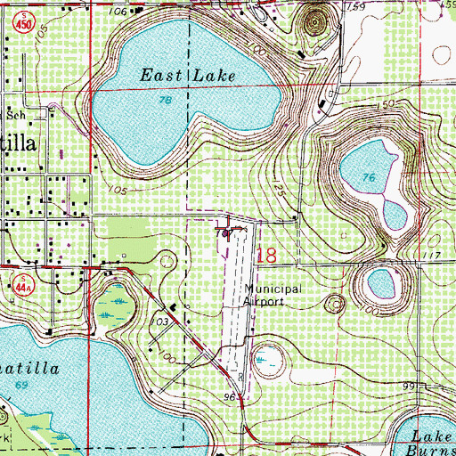 Topographic Map of Umatilla Municipal Airport, FL