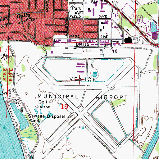 Topographic Map of Venice Municipal Airport, FL