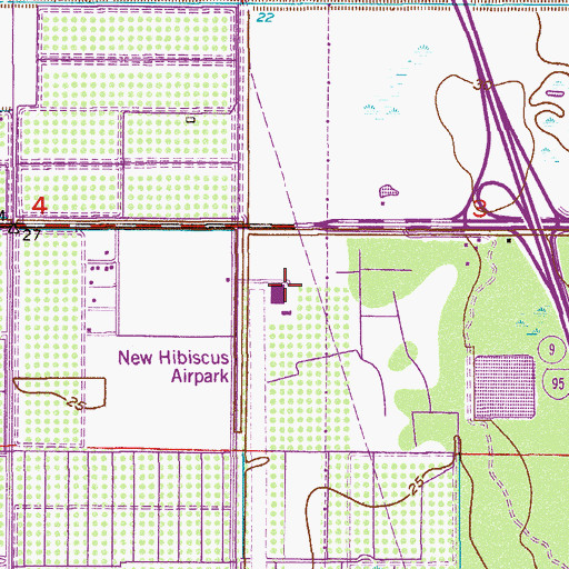 Topographic Map of New Hibiscus Airpark, FL