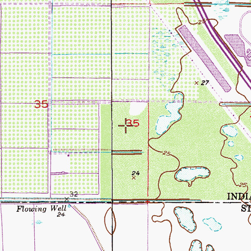 Topographic Map of Fly in Ranches Airport, FL