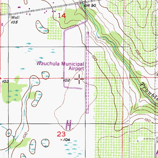 Topographic Map of Wauchula Municipal Airport, FL