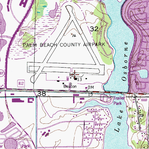 Topographic Map of Palm Beach County Park Airport, FL