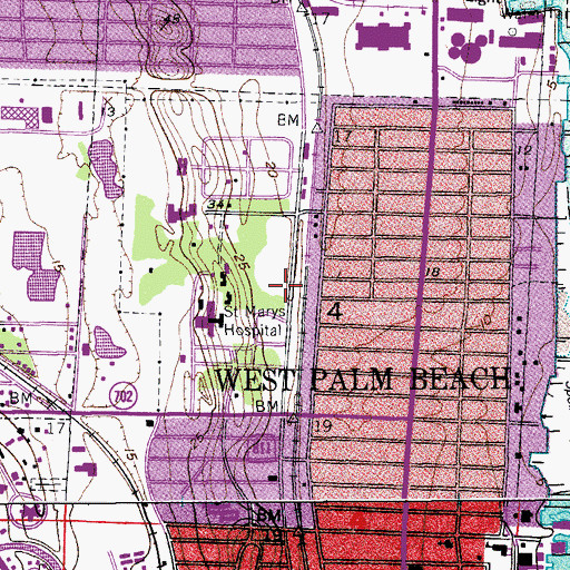 Topographic Map of Saint Marys Hospital Heliport, FL