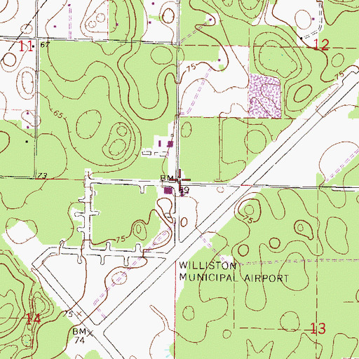 Topographic Map of Williston Municipal Airport, FL