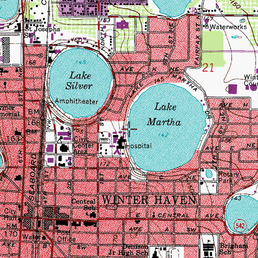 Topographic Map of Winter Haven Hospital Heliport, FL