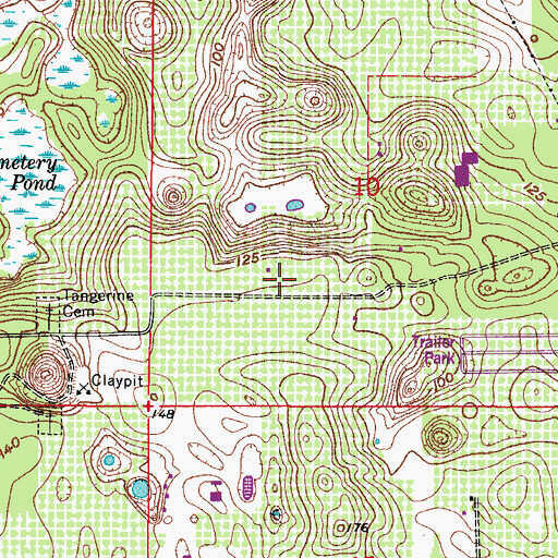 Topographic Map of Tangerine Airport, FL