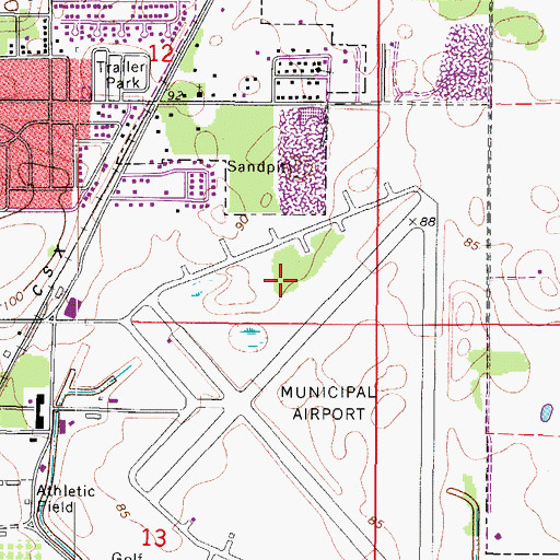Topographic Map of Zephyrhills Municipal Airport, FL