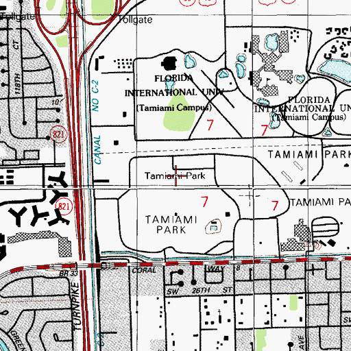 Topographic Map of Tamiami Regional Park, FL