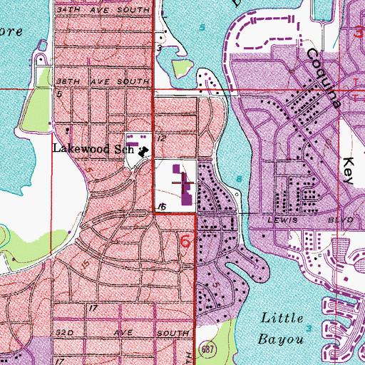 Topographic Map of South Side Shopping Center, FL