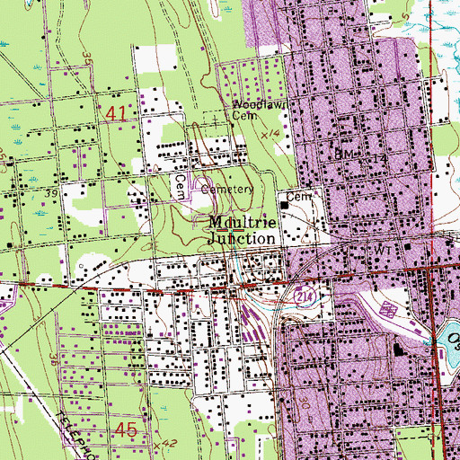 Topographic Map of Evergreen Cemetery, FL