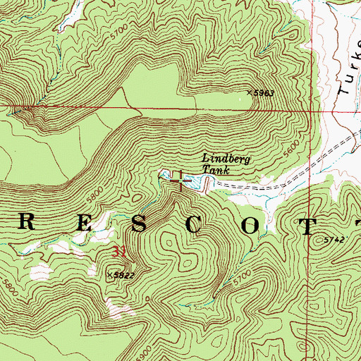 Topographic Map of Lindberg Tank, AZ