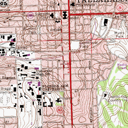 Topographic Map of Greater Mount Zion Primitive Baptist Church, FL
