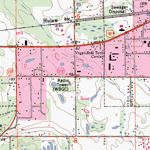 Topographic Map of WBGC-AM (Chipley), FL