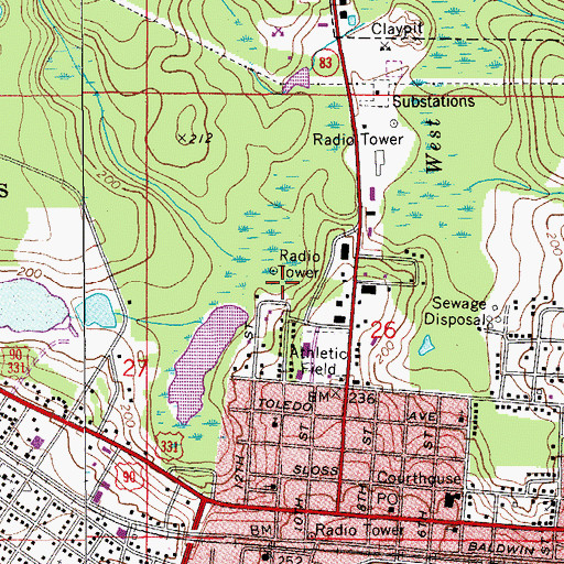 Topographic Map of WZEP-AM (De Funiak Springs), FL