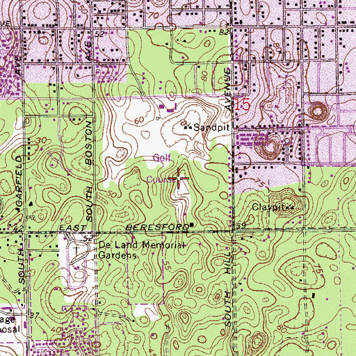 Topographic Map of WXVQ-AM (Deland), FL