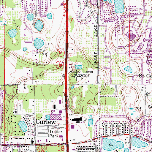Topographic Map of WLVU-AM (Dunedin), FL