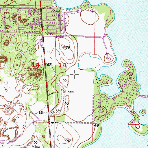 Topographic Map of WRZN-AM (Hernando), FL