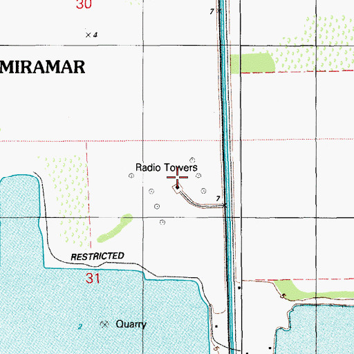 Topographic Map of WAQI-AM (Miami), FL