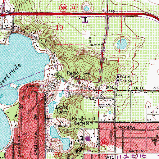 Topographic Map of WBGB-AM (Mount Dora), FL