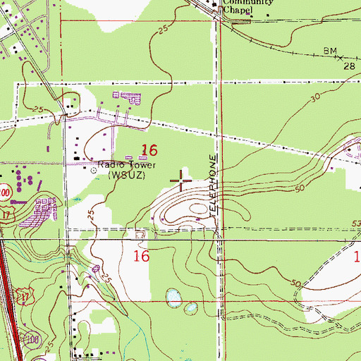 Topographic Map of WPLK-AM (Palatka), FL