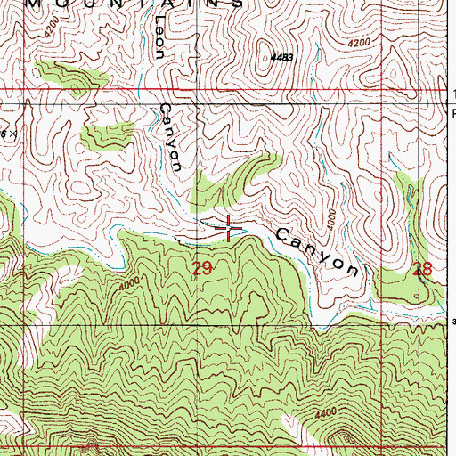 Topographic Map of Leon Canyon, AZ