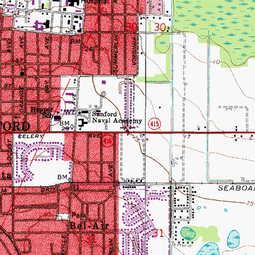 Topographic Map of WTRR-AM (Sanford), FL