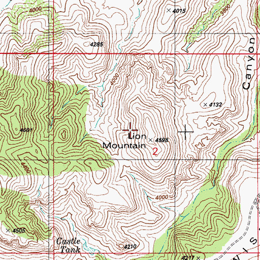 Topographic Map of Lion Mountain, AZ