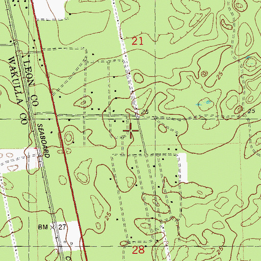 Topographic Map of WTWF-AM (Woodville), FL