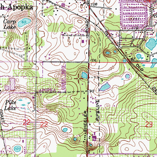 Topographic Map of WTLN-FM (Apopka), FL