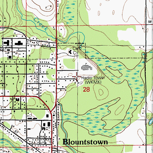 Topographic Map of WPHK-FM (Blountstown), FL
