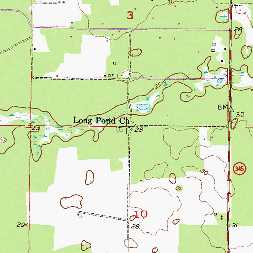 Topographic Map of WTBH-FM (Chiefland), FL