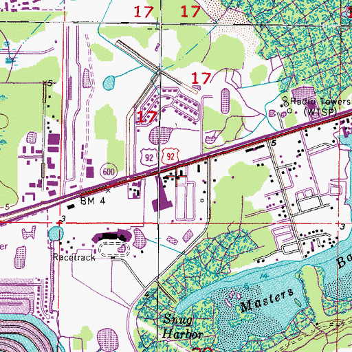Topographic Map of WMTX-FM (Clearwater), FL