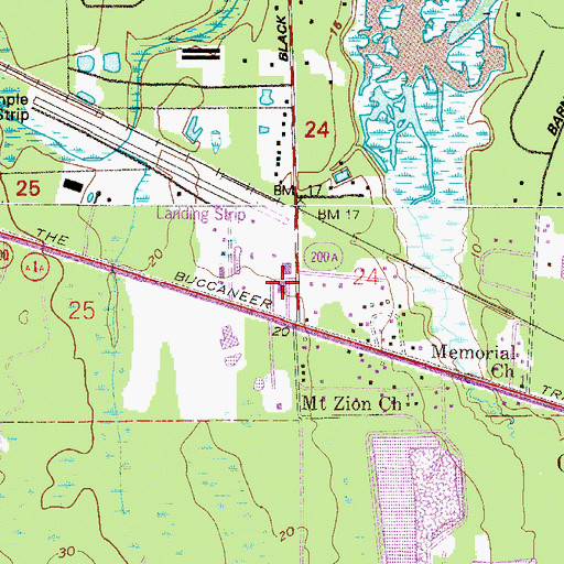 Topographic Map of WNLE-FM (Fernandina Beach), FL