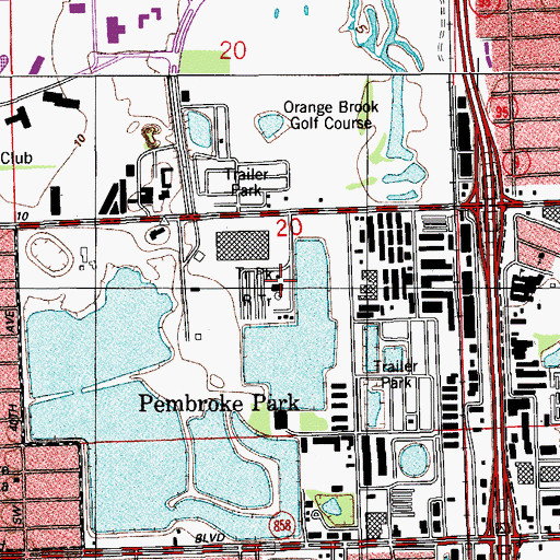 Topographic Map of WHYI-FM (Fort Lauderdale), FL