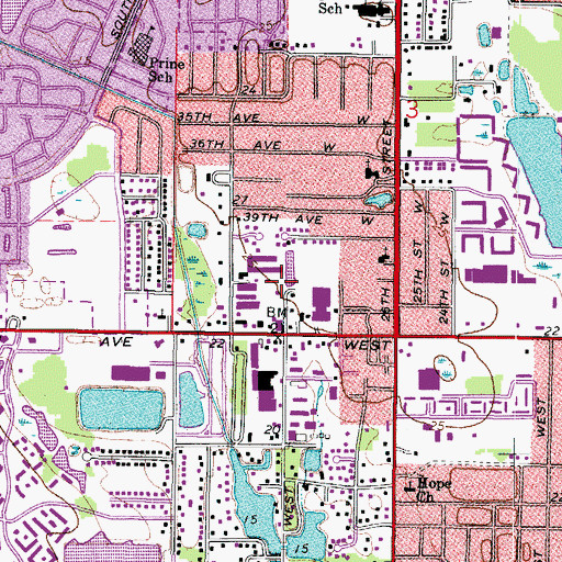 Topographic Map of WAYP-FM (Holmes Beach), FL