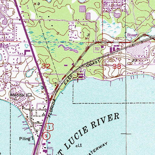 Topographic Map of WHLG-FM (Jensen Beach), FL