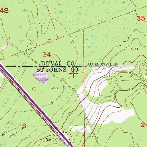 Topographic Map of WUVU-FM (Saint Augustine), FL